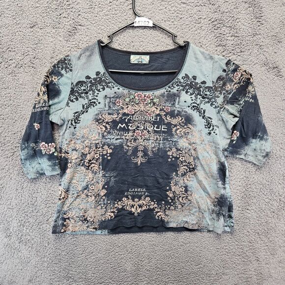 Vanilla Sugar Top‎ Women 1x Alphabet Musique 3/4 Sleeve Western - Picture 1 of 9